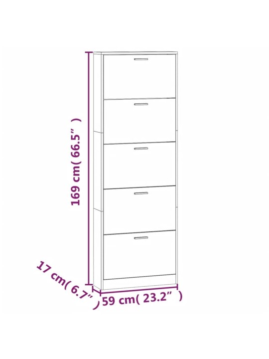 Jalatsikapp, suitsutatud tamm, 59x17x169 cm, tehispuit