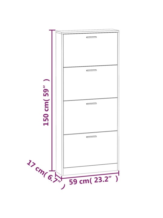 Jalatsikapp, hall sonoma tamm, 59 x 17 x 150 cm, tehispuit