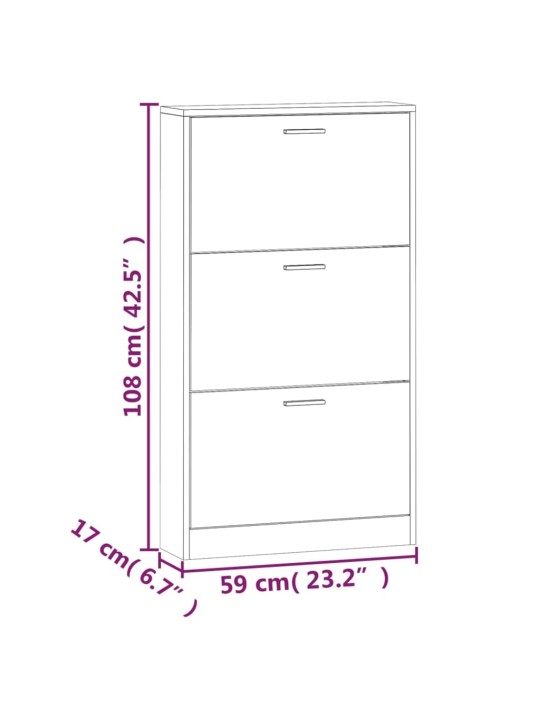 Jalatsikapp, suitsutatud tamm, 59 x 17 x 108 cm, tehispuit