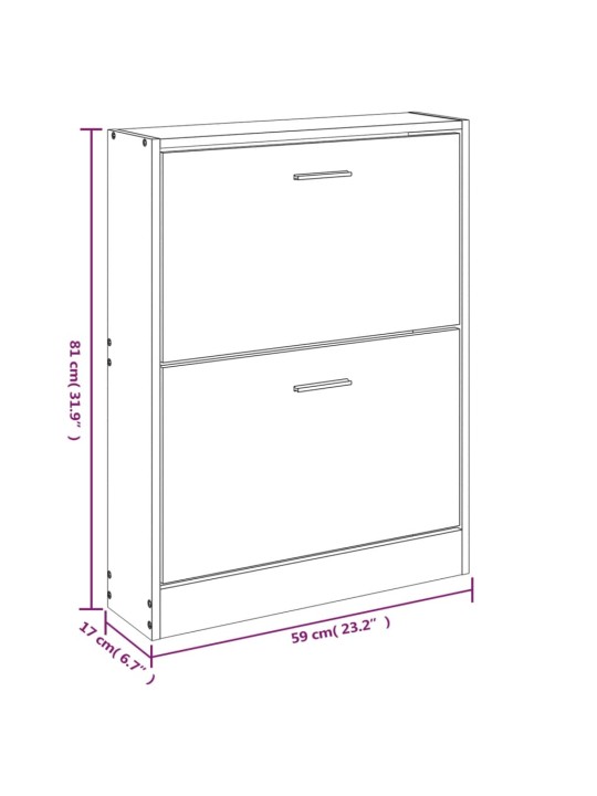 Jalatsikapp, hall sonoma tamm, 59 x 17 x 81 cm, tehispuit