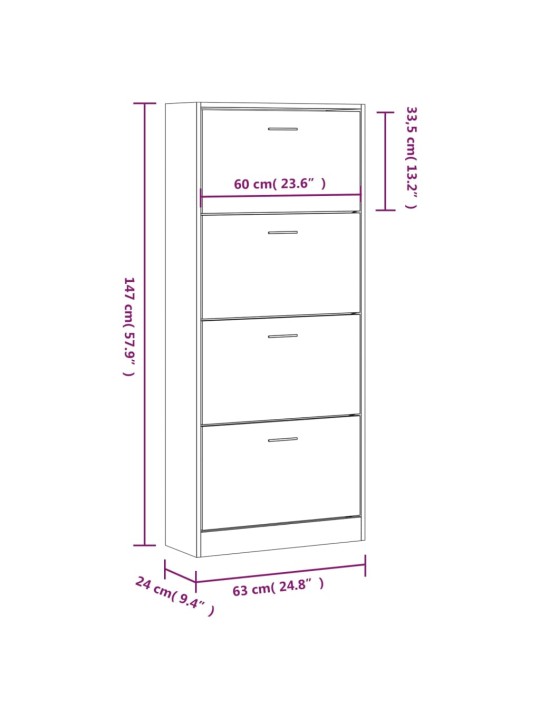 Jalatsikapp, suitsutatud tamm, 63 x 24 x 147 cm, tehispuit