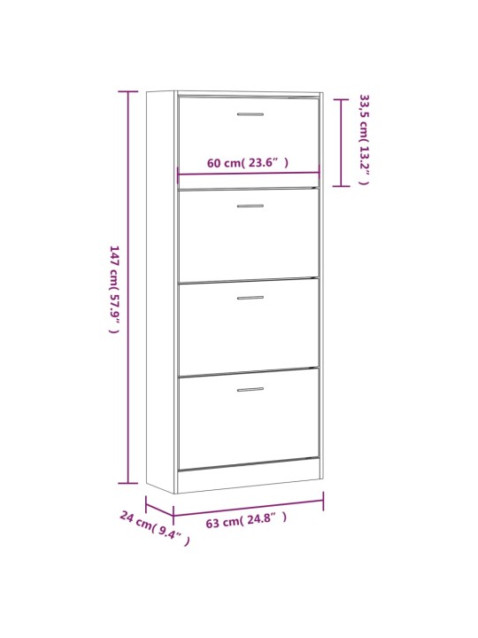 Jalatsikapp, hall sonoma tamm, 63 x 24 x 147 cm, tehispuit