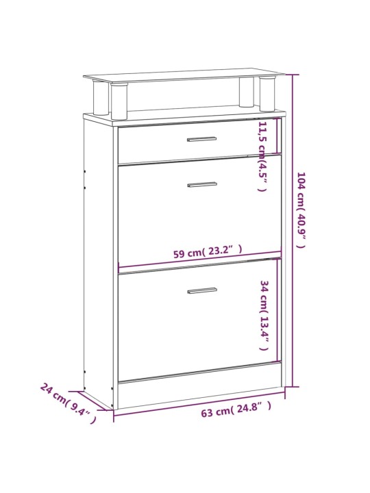 Jalatsikapp, suitsutatud tamm, 63 x 24 x 104 cm, tehispuit