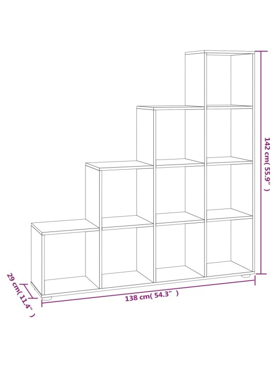 Trepi raamaturiiul, kõrgläikega valge, 142 cm, tehispuit