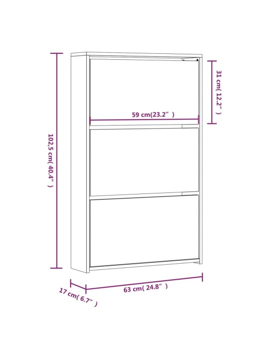 3 sahtliga kingakapp peegliga must 63 x 17 x 102,5 cm