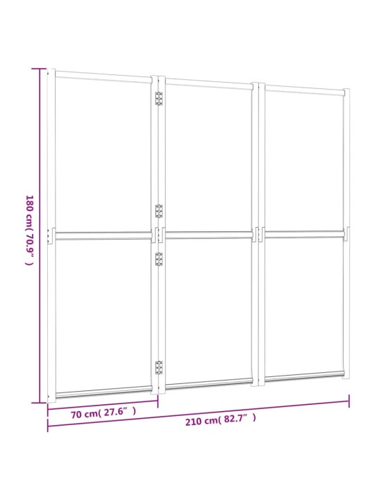 3 paneeliga ruumijagaja, must, 210 x 180 cm