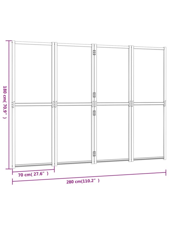 4 paneeliga ruumijagaja, must, 280 x 180 cm