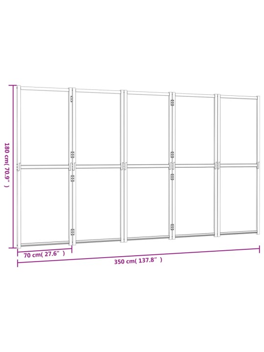 5 paneeliga ruumijagaja, must, 350 x 180 cm