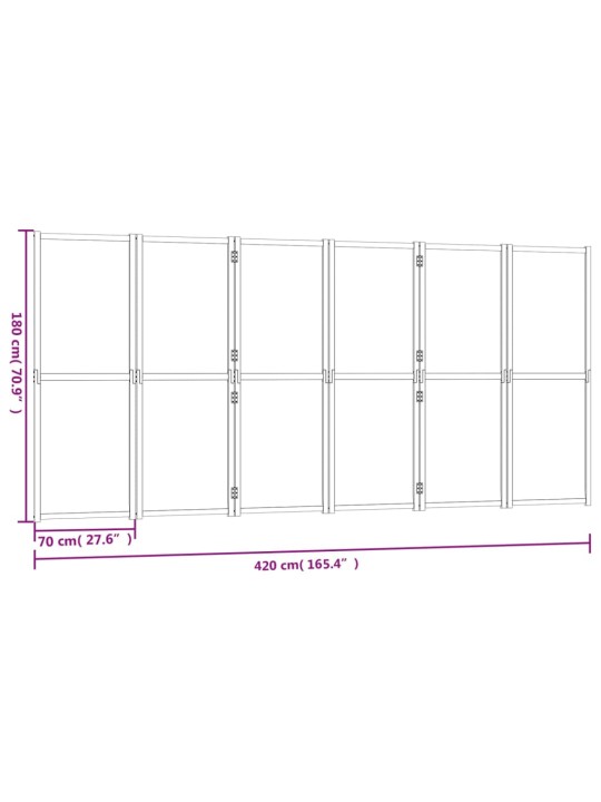 6 paneeliga ruumijagaja, must, 420 x 180 cm