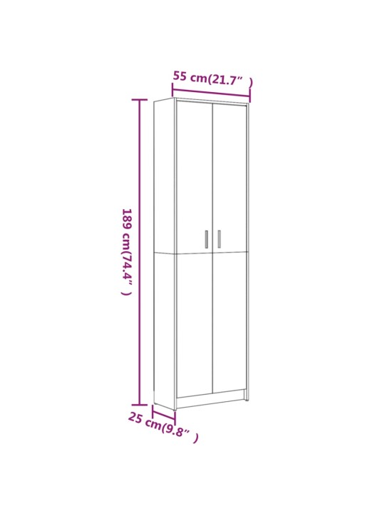 Esiku riidekapp, suitsutatud tamm, 55 x 25 x 189 cm, tehispuit