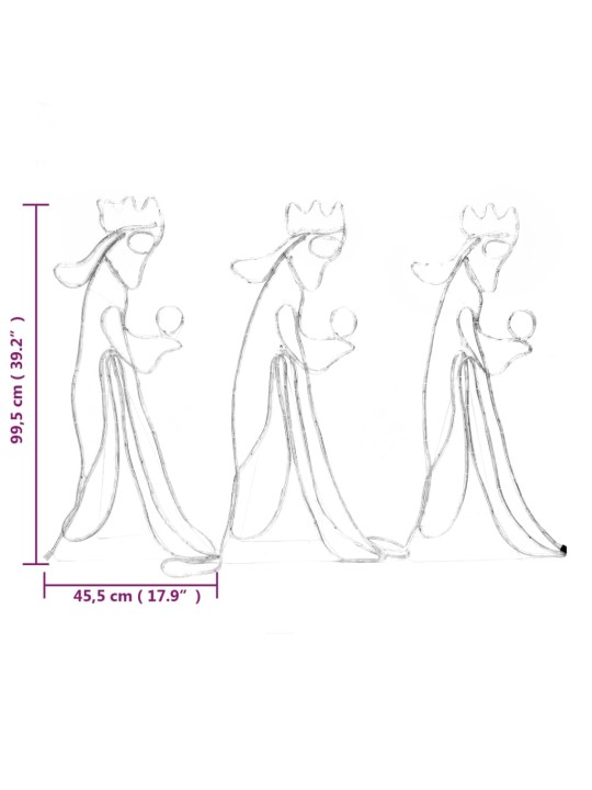 Kolme kuninga jõulufiguur 504 LEDiga, 99,5 x 45,5 cm