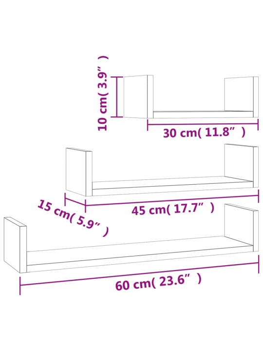 Seinariiulid 3 tk, suitsutatud tamm, tehispuit