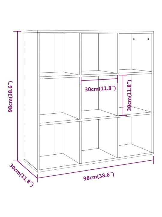 Raamatukapp, suitsutatud tamm, 98 x 30 x 98 cm