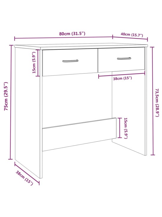 Kirjutuslaud, hall sonoma tamm, 80 x 40 x 75 cm, tehispuit