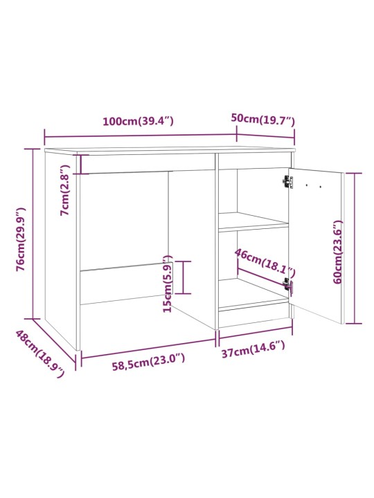 Kirjutuslaud, hall sonoma tamm, 100 x 50 x 76 cm, tehispuit