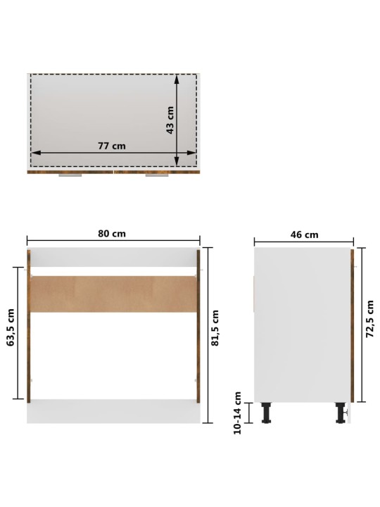 Valamukapp, suitsutatud tamm, 80x46x81,5 cm, tehispuit