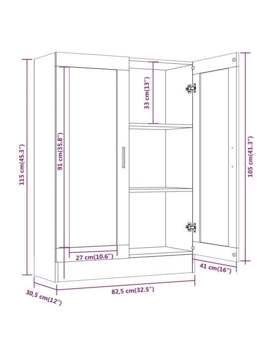 Vitriinkapp, suitsutatud tamm, 82,5x30,5x115 cm, tehispuit