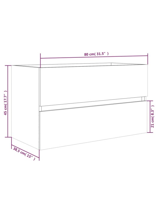 Valamukapp, hall sonom tamm, 80 x 38,5 x 45 cm, tehispuit