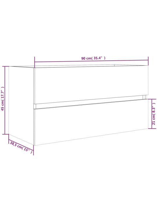 Valamukapp, hall sonoma tamm, 90 x 38,5 x 45 cm, tehispuit