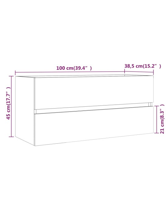 Valamukapp, suitsutatud tamm, 100 x 38,5 x 45 cm, tehispuit