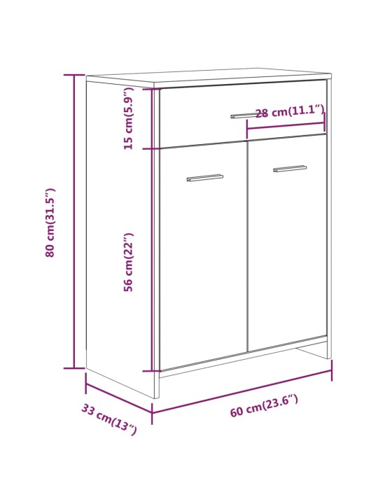 Raamatukapp, hall sonoma tamm, 60 x 33 x 80 cm, tehispuit