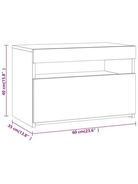 Telerialused LED-tuledega 2 tk, hall sonoma tamm, 60x35x40 cm