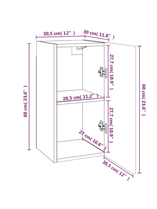 Telerikapp, hall sonoma tamm, 30,5 x 30 x 60 cm, tehispuit