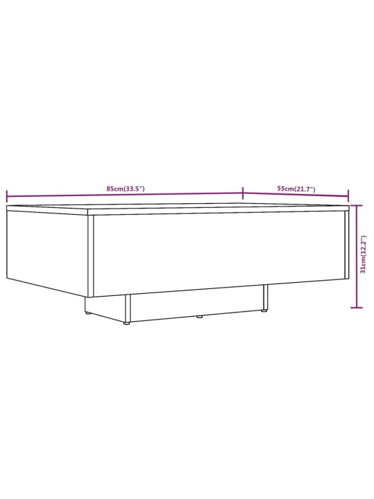 Kohvilaud, hall sonoma tamm, 85 x 55 x 31 cm, tehispuit