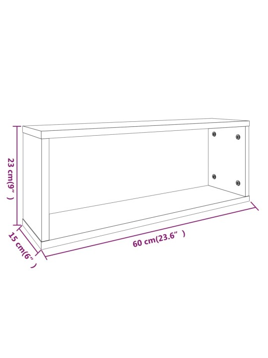 Seina kuubikriiulid 2 tk, suitsutatud tamm, 60 x 15 x 23 cm