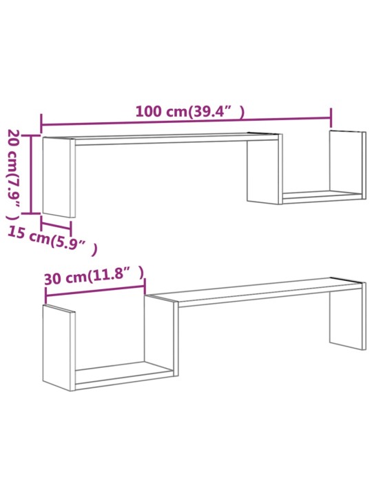 Seinariiulid 2 tk, suitsutatud tamm, 100 x 15 x 20 cm