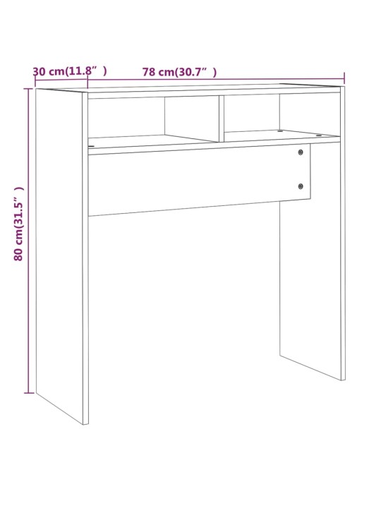 Konsoollaud, suitsutatud tamm, 78 x 30 x 80 cm, tehispuit