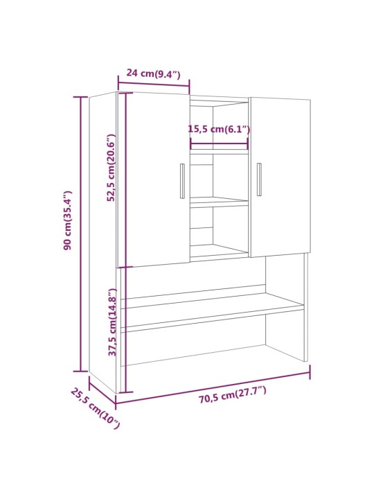 Pesumasinakapp, hall sonoma tamm, 70,5 x 25,5 x 90 cm