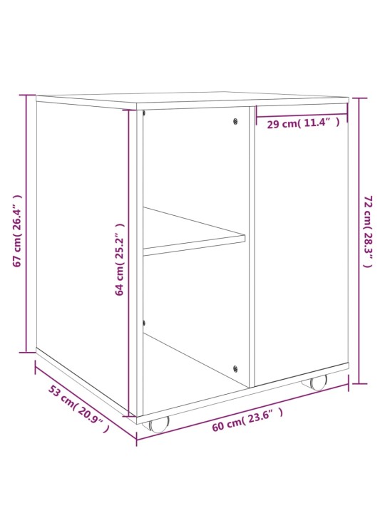 Ratastel kapp, suitsutatud tamm, 60 x 53 x 72 cm, tehispuit