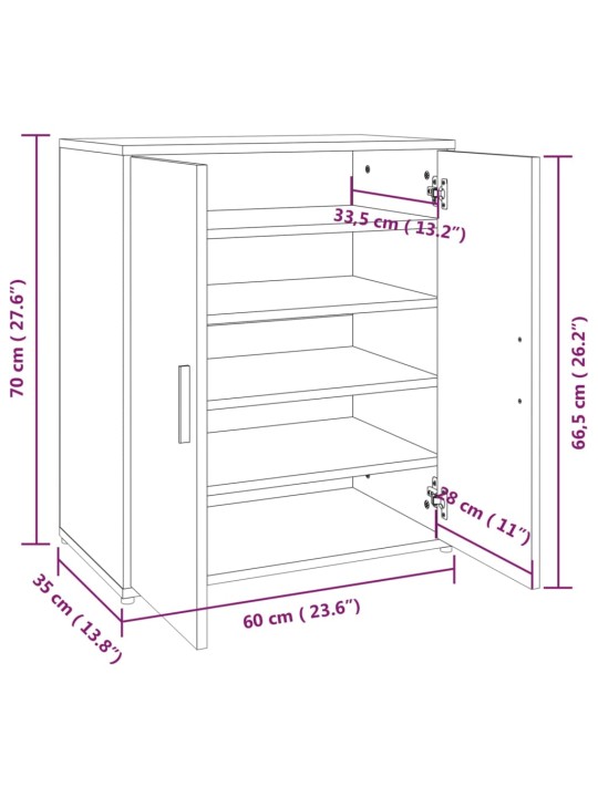 Jalatsikapp, hall sonoma tamm, 60x35x70 cm, tehispuit