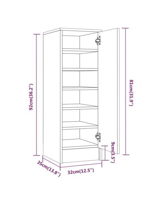 Jalatsikapp, hall sonoma tamm, 32x35x92 cm, tehispuit