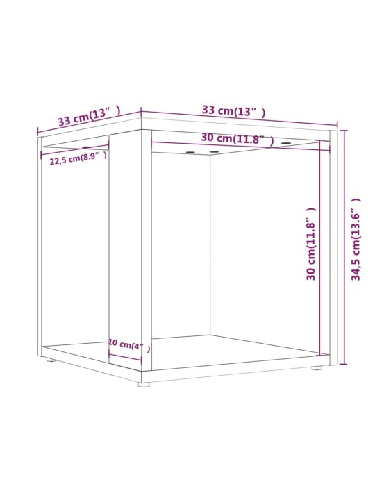 Lisalaud, suitsutatud tamm, 33 x 33 x 34,5 cm, tehispuit