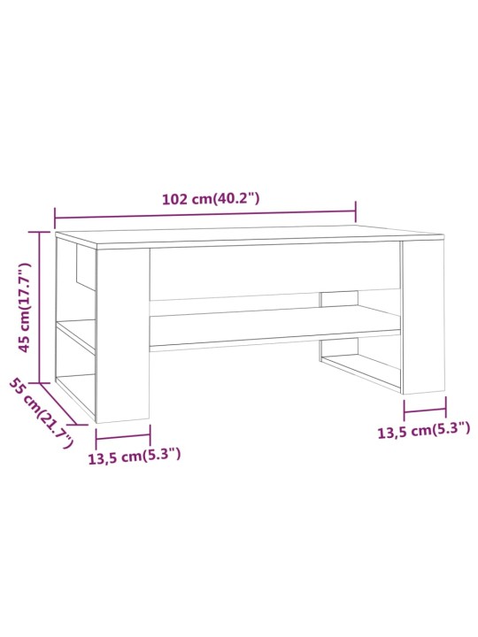 Kohvilaud, valge, 102x55x45 cm, tehispuit