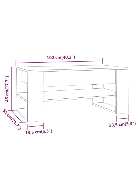 Kohvilaud, sonoma tamm, 102x55x45 cm, tehispuit