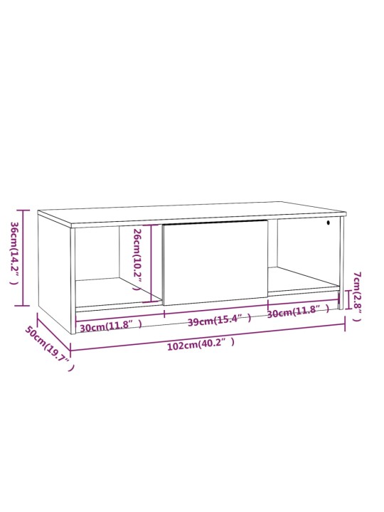 Kohvilaud, sonoma tamm, 102 x 50 x 36 cm, tehispuit