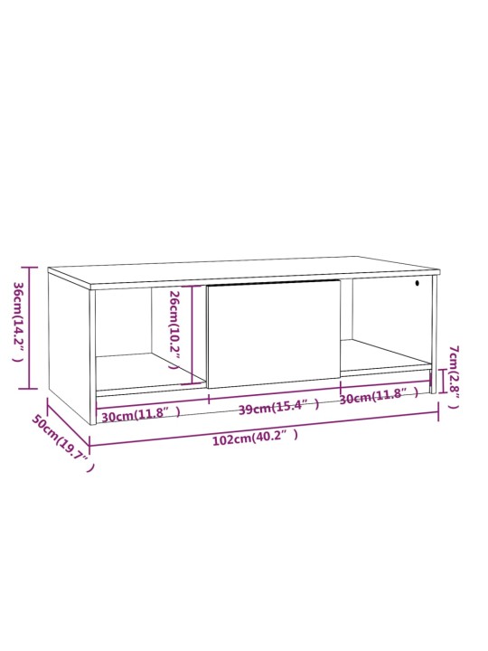 Diivanilaud, betoonhall, 102 x 50 x 36cm, tehispuit