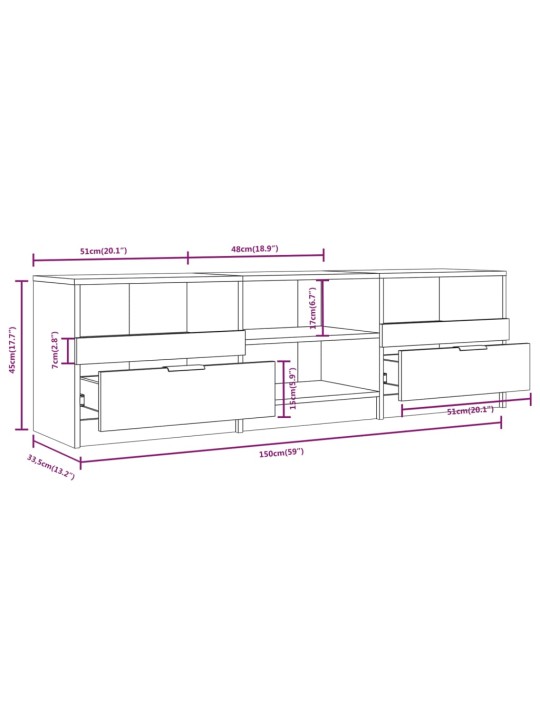 Telerikapp, betoonhall, 150x33,5x45 cm, tehispuit