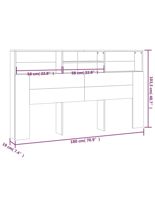 Voodipeatsi kapp sonoma tamm 180x19x103,5 cm