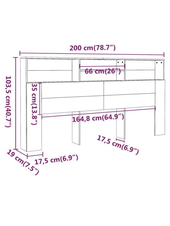 Voodipeatsi kapp sonoma tamm 200x19x103,5 cm