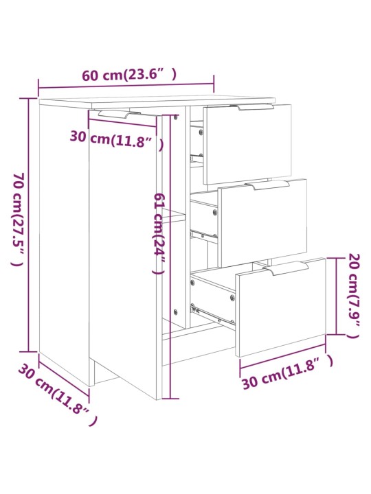 Puhvetkapp, hall sonoma tamm, 60 x 30 x 70 cm, tehispuit