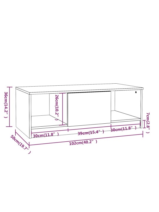 Kohvilaud, suitsutatud tamm, 102 x 50 x 36 cm, tehispuit