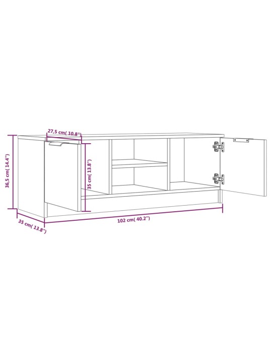 Telerikapp, hall sonoma tamm, 102 x 35 x 36,5 cm, tehispuit