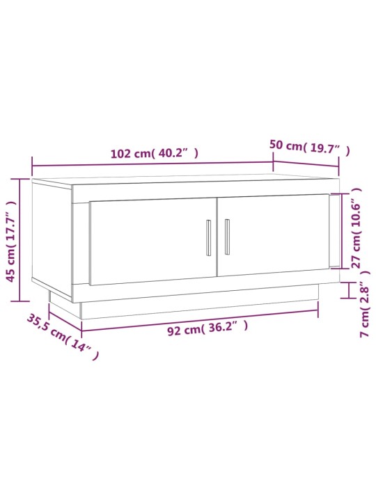 Kohvilaud, hall sonoma tamm, 102 x 50 x 45 cm, tehispuit