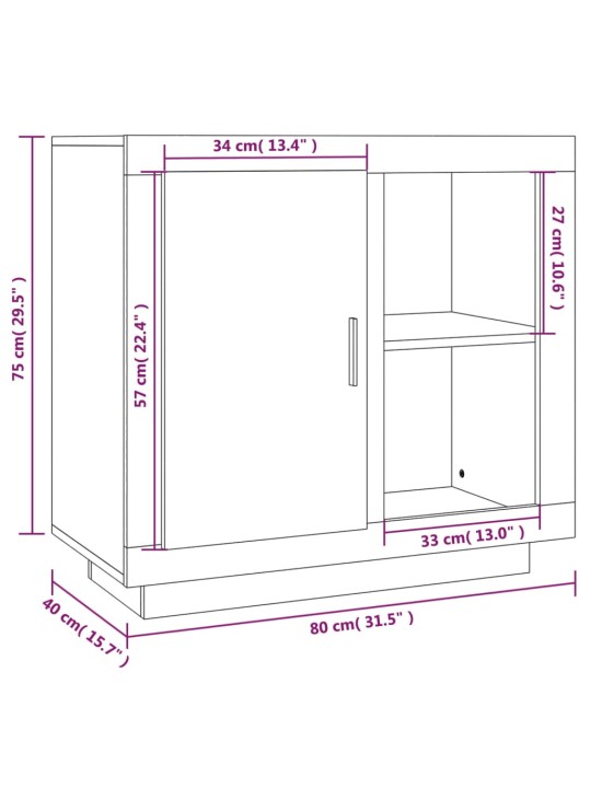 Puhvetkapp, hall sonoma tamm, 80 x 40 x 75 cm