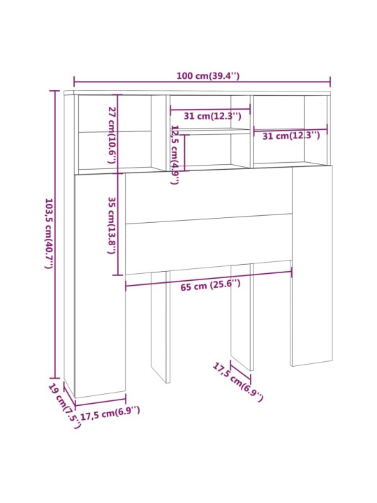 Voodipeatsi kapp suitsutatud tamm 100x19x103,5 cm