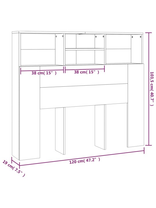 Voodipeatsi kapp suitsutatud tamm 120x19x103,5 cm